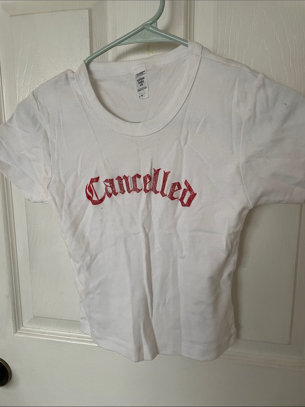 Los Angeles Apparel White Kids Tee with Red 'Cancelled' Graphic